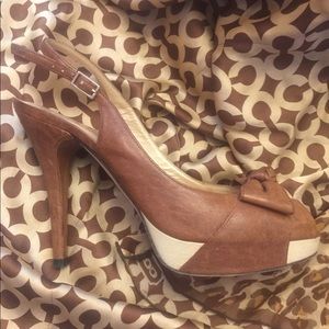 Stuart Weitzman Tan leather sling backs